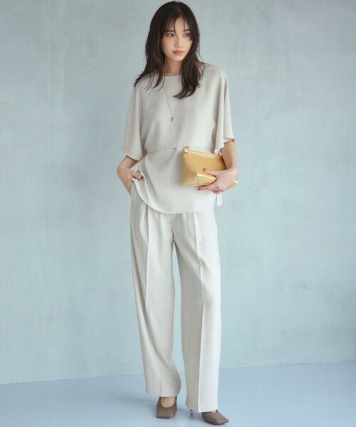 L size ONWARD(大きいサイズ) / エルサイズオンワード カットソー | 【新色追加】ストレッチジョーゼット  ケープデザイン カットソー | 詳細14