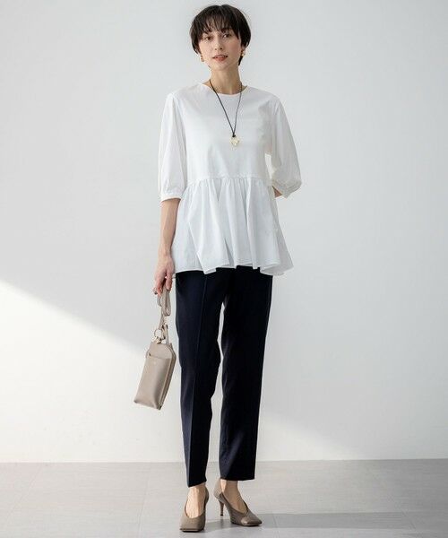 L size ONWARD(大きいサイズ) / エルサイズオンワード カットソー | 【GLOW8月号掲載/洗える】ランダムフリルジャージー ペプラム カットソー | 詳細2