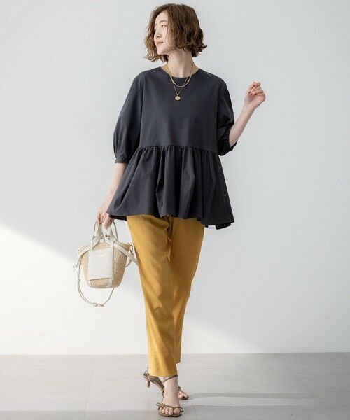 L size ONWARD(大きいサイズ) / エルサイズオンワード カットソー | 【GLOW8月号掲載/洗える】ランダムフリルジャージー ペプラム カットソー | 詳細4