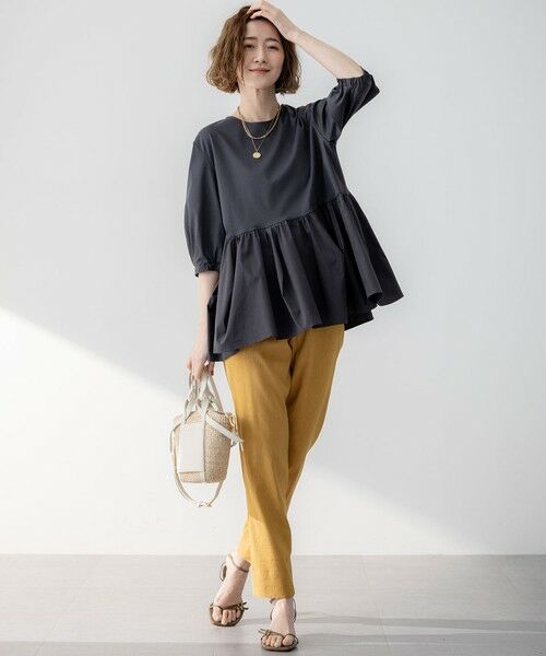 L size ONWARD(大きいサイズ) / エルサイズオンワード カットソー | 【GLOW8月号掲載/洗える】ランダムフリルジャージー ペプラム カットソー | 詳細5