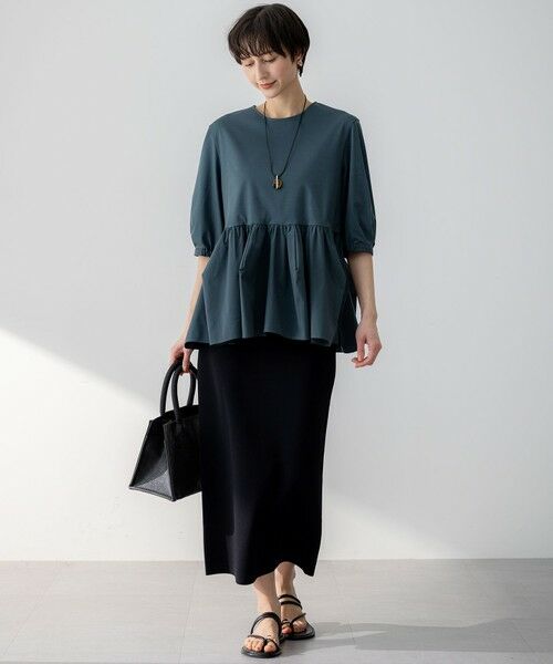 L size ONWARD(大きいサイズ) / エルサイズオンワード カットソー | 【GLOW8月号掲載/洗える】ランダムフリルジャージー ペプラム カットソー | 詳細16