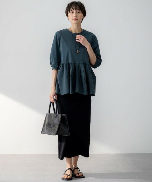 L size ONWARD(大きいサイズ) / エルサイズオンワード カットソー | 【GLOW8月号掲載/洗える】ランダムフリルジャージー ペプラム カットソー | 詳細17