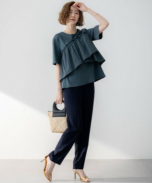 L size ONWARD(大きいサイズ) / エルサイズオンワード カットソー | 【汗じみ防止/洗える】ランダムフリルジャージー ドッキング カットソー | 詳細10