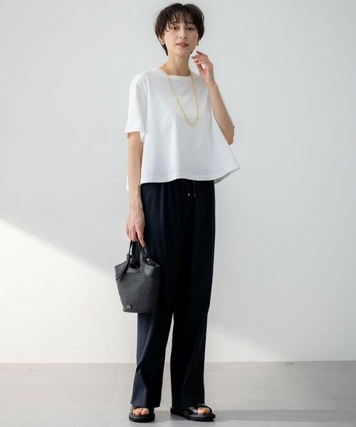 L size ONWARD(大きいサイズ) / エルサイズオンワード カットソー | 【GLOW6月号掲載/洗える】スビンギザコットン クロップド Tシャツ | 詳細2