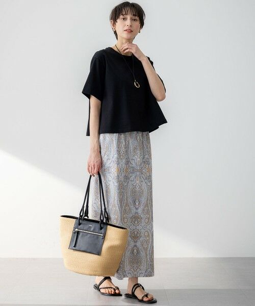 L size ONWARD(大きいサイズ) / エルサイズオンワード カットソー | 【GLOW6月号掲載/洗える】スビンギザコットン クロップド Tシャツ | 詳細4