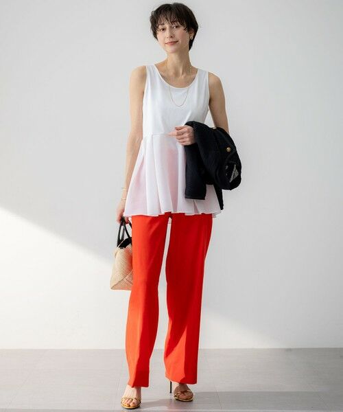 L size ONWARD(大きいサイズ) / エルサイズオンワード タンクトップ | 【洗える】ナチュラルコットンベア タフタコンビ タンクトップ | 詳細2