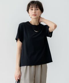 汗じみ防止加工】スカーフプリントコンビ ヘムデザイン