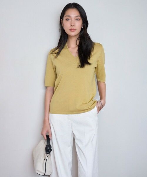 L size ONWARD(大きいサイズ) / エルサイズオンワード ニット・セーター | 【洗える】シンセティックハイゲージ 半袖ニット | 詳細5