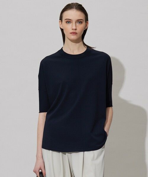 L size ONWARD(大きいサイズ) / エルサイズオンワード ニット・セーター | 【人気のため新色追加・接触冷感・UVカット・洗える】 VIS/NYハイゲージ プルオーバー(ネイビー系)