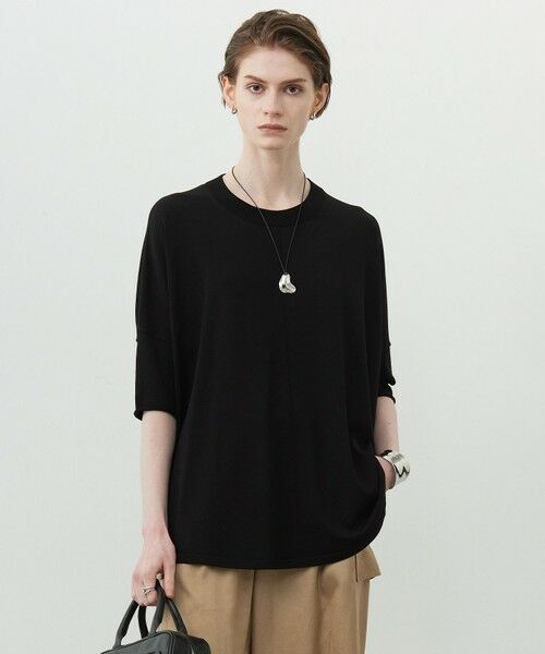 L size ONWARD(大きいサイズ) / エルサイズオンワード ニット・セーター | 【人気のため新色追加・接触冷感・UVカット・洗える】 VIS/NYハイゲージ プルオーバー(ブラック系)