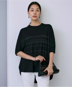 L size ONWARD(大きいサイズ) / エルサイズオンワード ニット・セーター | 【接触冷感・洗える】 VIS/NYハイゲージ シアーボーダープルオーバー