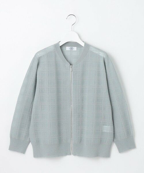 L size ONWARD(大きいサイズ) / エルサイズオンワード カーディガン・ボレロ | 【洗える】SHEER JACQUARD ニット ブルゾン | 詳細8