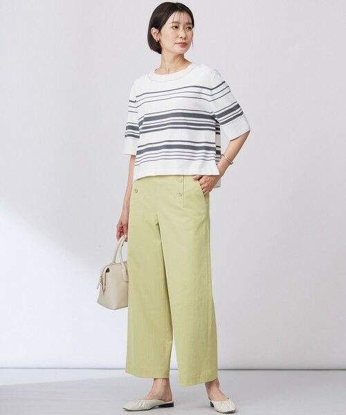 L size ONWARD(大きいサイズ) / エルサイズオンワード ニット・セーター | 【洗える】RAYON ELITE STRETCH ボーダー ニットT | 詳細1