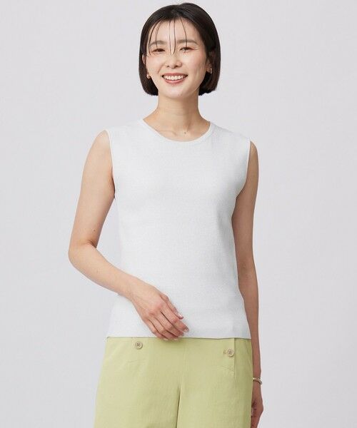 L size ONWARD(大きいサイズ)/エルサイズオンワード 【WEB限定カラーあり・洗える】FINE SLEEVELESS ニット タンクトップ シルバー系 T15 L size ONWARD(大きいサイズ)/エルサイズオンワード 【WEB限定カラーあり・洗える】FINE SLEEVELESS ニット タンクトップ シルバー系 T15