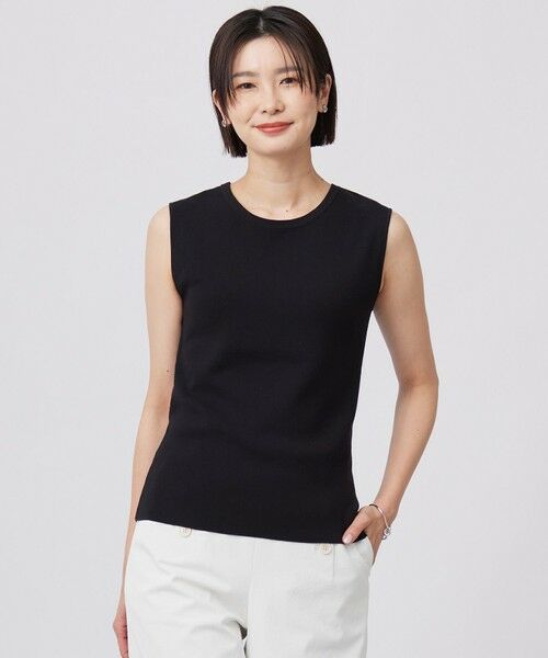 L size ONWARD(大きいサイズ)/エルサイズオンワード 【WEB限定カラーあり・洗える】FINE SLEEVELESS ニット タンクトップ ブラック系 T15 L size ONWARD(大きいサイズ)/エルサイズオンワード 【WEB限定カラーあり・洗える】FINE SLEEVELESS ニット タンクトップ ブラック系 T15