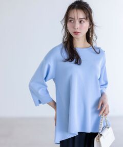 オンワード樫山　カシミアブレンド　ライトブルー 長袖ニットセーター　フリー L size ONWARD(大きいサイズ) / エルサイズオンワード