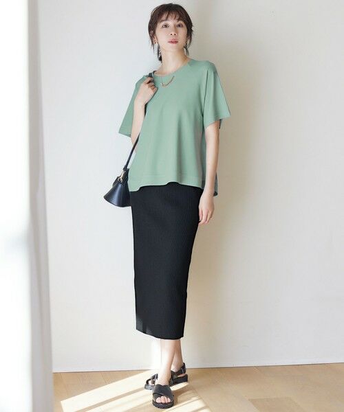 L size ONWARD(大きいサイズ) / エルサイズオンワード ニット・セーター | 【接触冷感・UVカット・洗える】クレープストレッチAライン ニット | 詳細4