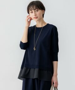 L size ONWARD(大きいサイズ) / エルサイズオンワード ニット・セーター | 【洗える】レーヨンポリエステルストレッチ シャツコンビ ニット