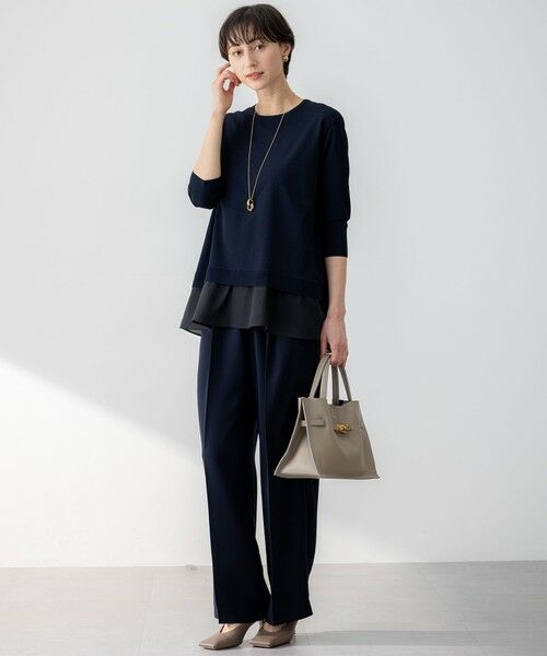 L size ONWARD(大きいサイズ) / エルサイズオンワード ニット・セーター | 【洗える】レーヨンポリエステルストレッチ シャツコンビ ニット | 詳細5