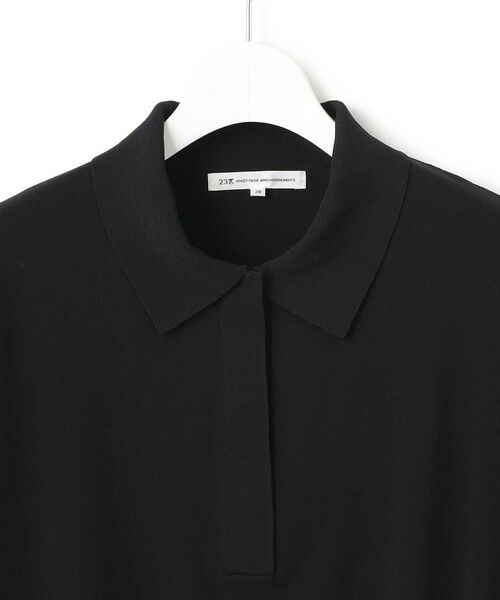 L size ONWARD(大きいサイズ) / エルサイズオンワード ニット・セーター | 【洗える】レーヨンポリエステルストレッチ フレンチスリーブ ポロニット | 詳細6