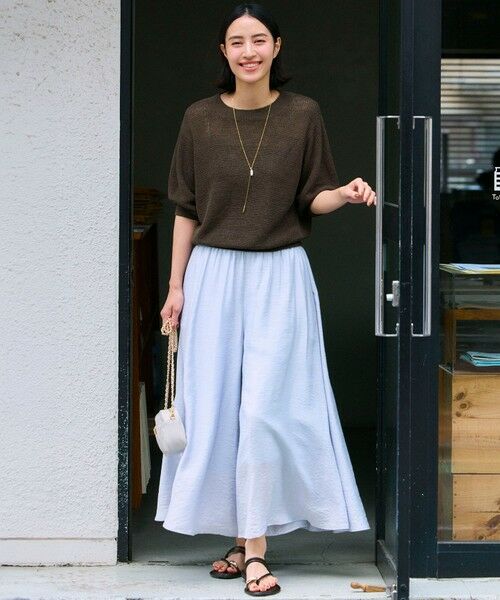 L size ONWARD(大きいサイズ) / エルサイズオンワード ニット・セーター | 【洗える】ピュアリネン パフスリーブ ニット | 詳細5