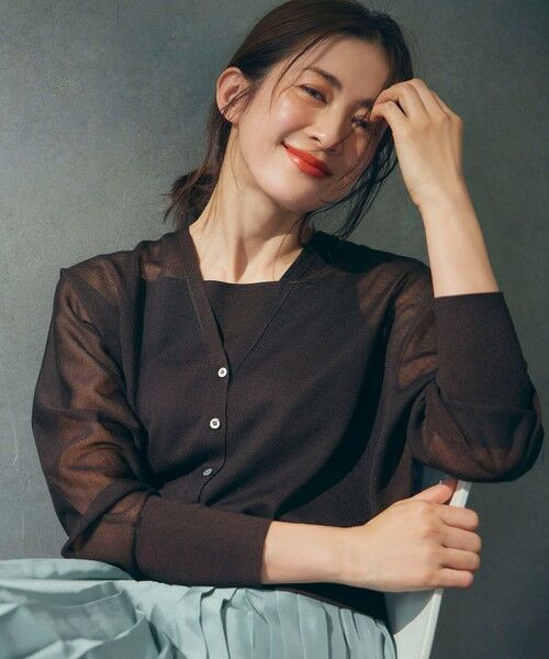 L size ONWARD(大きいサイズ) / エルサイズオンワード カーディガン・ボレロ | 【洗える】シャイニーシアー ドルマンスリーブ カーディガン | 詳細3