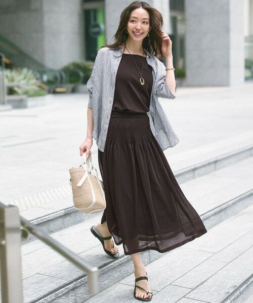 L size ONWARD(大きいサイズ) / エルサイズオンワード キャミソール・チューブトップ | 【洗える】シャイニーシアー ニット キャミソール | 詳細25