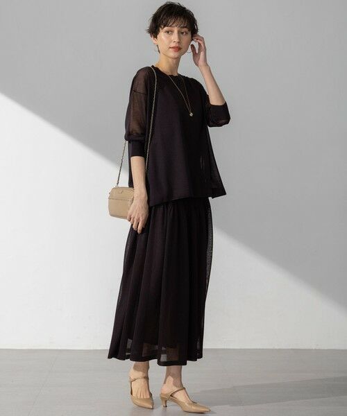 L size ONWARD(大きいサイズ) / エルサイズオンワード ニット・セーター | 【洗える】シャイニーシアー ボートネック ニット | 詳細2