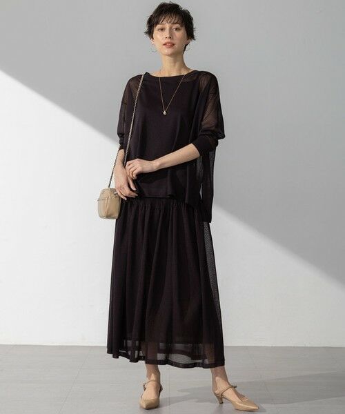 L size ONWARD(大きいサイズ) / エルサイズオンワード ニット・セーター | 【洗える】シャイニーシアー ボートネック ニット | 詳細3