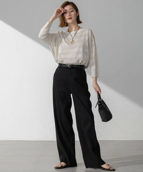 L size ONWARD(大きいサイズ) / エルサイズオンワード ニット・セーター | 【洗える】シャイニーシアー ボートネック ニット | 詳細14