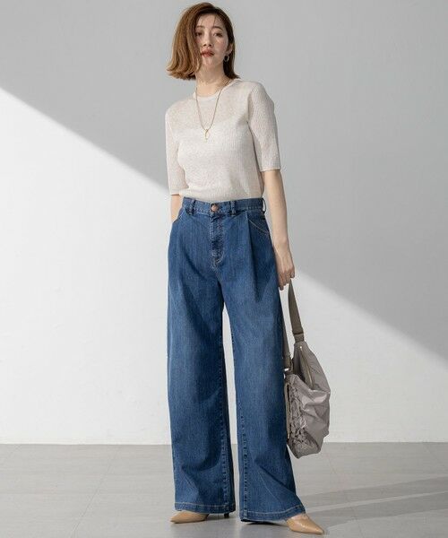 L size ONWARD(大きいサイズ) / エルサイズオンワード ニット・セーター | 【洗える】シャイニーシアー リブ ニット | 詳細2