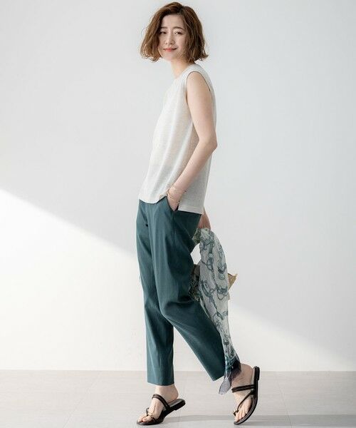 L size ONWARD(大きいサイズ) / エルサイズオンワード ニット・セーター | 【CanCam10月号掲載/新色追加】シャイニーシアー ノースリーブ ニット | 詳細1