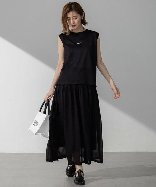 L size ONWARD(大きいサイズ) / エルサイズオンワード ニット・セーター | 【CanCam10月号掲載/新色追加】シャイニーシアー ノースリーブ ニット | 詳細3