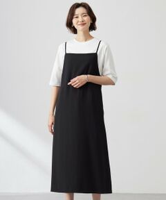 L size ONWARD(大きいサイズ) / エルサイズオンワード ロング・マキシ丈ワンピース | 【洗える】バックサテンジョーゼット キャミワンピース