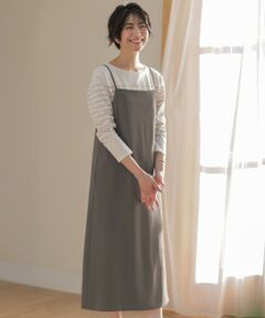 L size ONWARD(大きいサイズ) / エルサイズオンワード ロング・マキシ丈ワンピース | 【洗える】バックサテンジョーゼット キャミワンピース