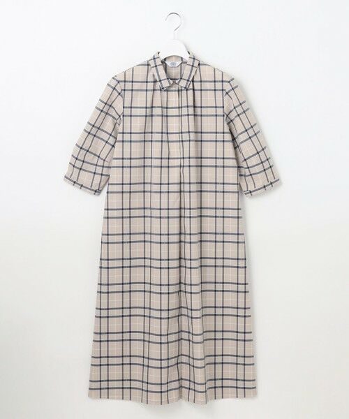L size ONWARD(大きいサイズ) / エルサイズオンワード ミニ丈・ひざ丈ワンピース | 【洗える】コンパクトチェック シャツカラー ワンピース | 詳細13