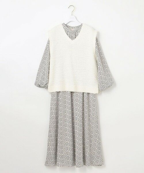 L size ONWARD(大きいサイズ) / エルサイズオンワード セットアップ | 【洗える】フラワープリントワンピース × ニットベスト セット | 詳細7