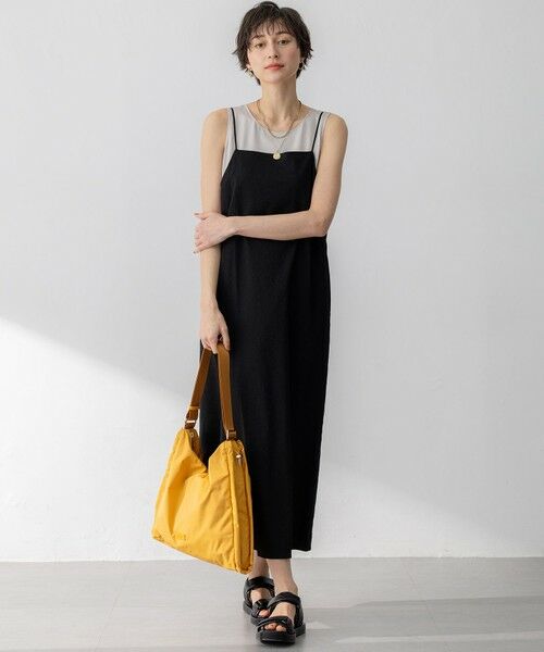 23区 L リネンレーヨンストレッチ キャミソール ブラウス 46 ブラック 洗える】リネンレーヨンストレッチ キャミソール ブラウス / 23