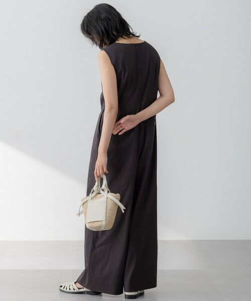 L size ONWARD(大きいサイズ) / エルサイズオンワード サロペット・オールインワン | 【洗える】リネンレーヨンストレッチ スクエアネック オールインワン | 詳細19