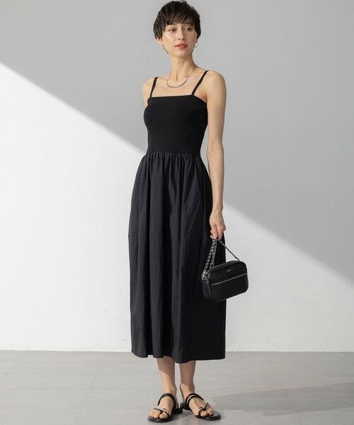 L size ONWARD(大きいサイズ) / エルサイズオンワード ロング・マキシ丈ワンピース | 【洗える】ブライトナイロンワッシャー ニットコンビワンピース | 詳細3