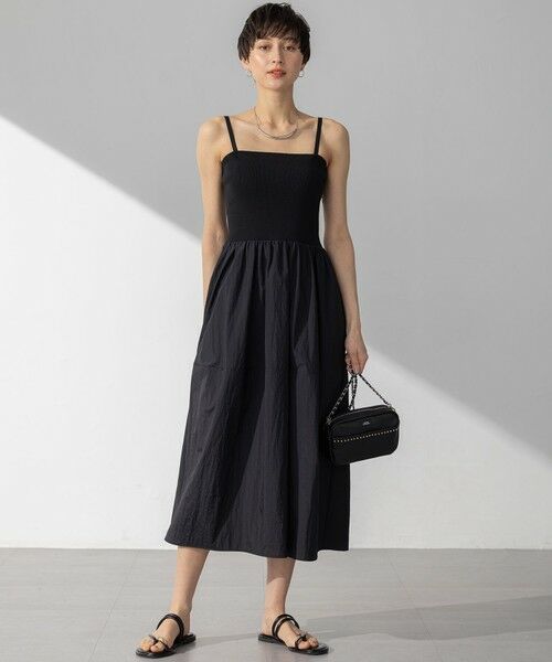 L size ONWARD(大きいサイズ) / エルサイズオンワード ロング・マキシ丈ワンピース | 【洗える】ブライトナイロンワッシャー ニットコンビワンピース | 詳細4