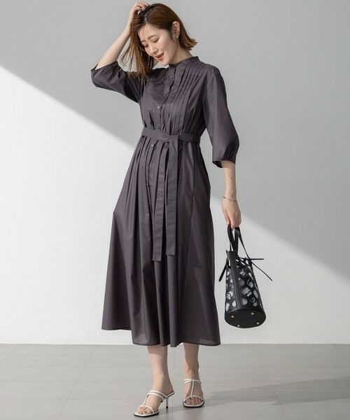 L size ONWARD(大きいサイズ) / エルサイズオンワード ロング・マキシ丈ワンピース | 【洗える】ラスターローン フロントタック ワンピース | 詳細1