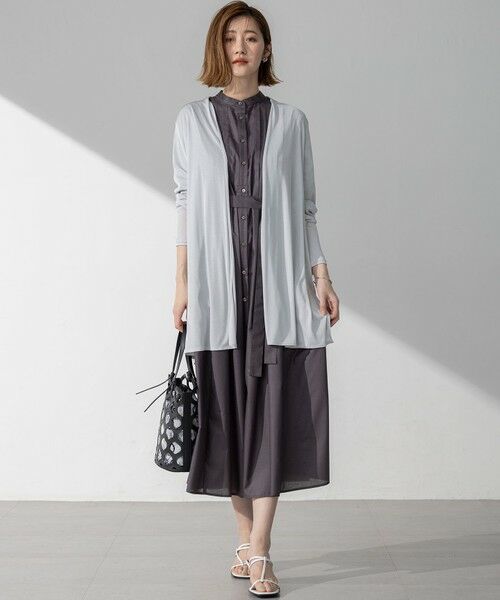 L size ONWARD(大きいサイズ) / エルサイズオンワード ロング・マキシ丈ワンピース | 【洗える】ラスターローン フロントタック ワンピース | 詳細3