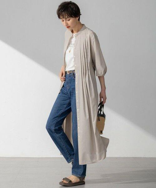 L size ONWARD(大きいサイズ) / エルサイズオンワード ロング・マキシ丈ワンピース | 【洗える】ラスターローン フロントタック ワンピース | 詳細16