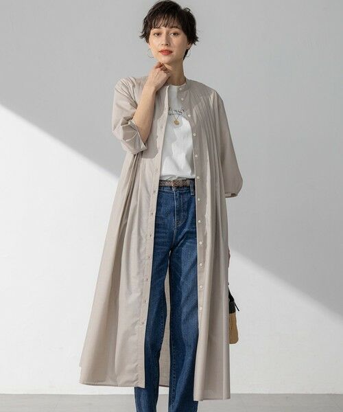 L size ONWARD(大きいサイズ)/エルサイズオンワード 【洗える】ラスターローン フロントタック ワンピース ベージュ系 44 L size ONWARD(大きいサイズ)/エルサイズオンワード 【洗える】ラスターローン フロントタック ワンピース ベージュ系 44