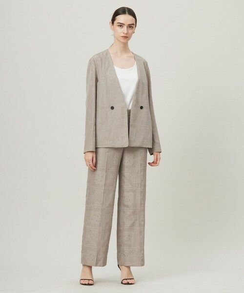 L size ONWARD(大きいサイズ) / エルサイズオンワード その他パンツ | 【日本製・洗える】ペイズリーレノクロス ワイドストレートパンツ | 詳細1