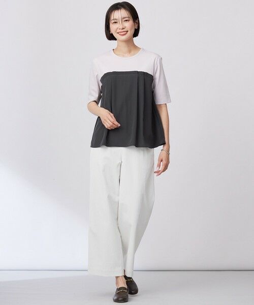 L size ONWARD(大きいサイズ) / エルサイズオンワード その他パンツ | 【洗える・接触冷感・UVケア・吸水速乾・防透け】麻シェルドライ ワイドストレート マリン パンツ | 詳細11