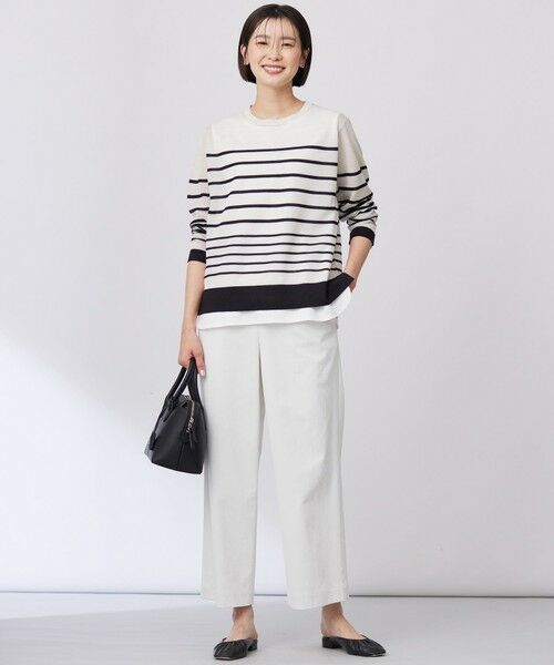 L size ONWARD(大きいサイズ) / エルサイズオンワード その他パンツ | 【洗える・接触冷感・UVケア・吸水速乾・防透け】麻シェルドライ ワイドストレート マリン パンツ | 詳細16