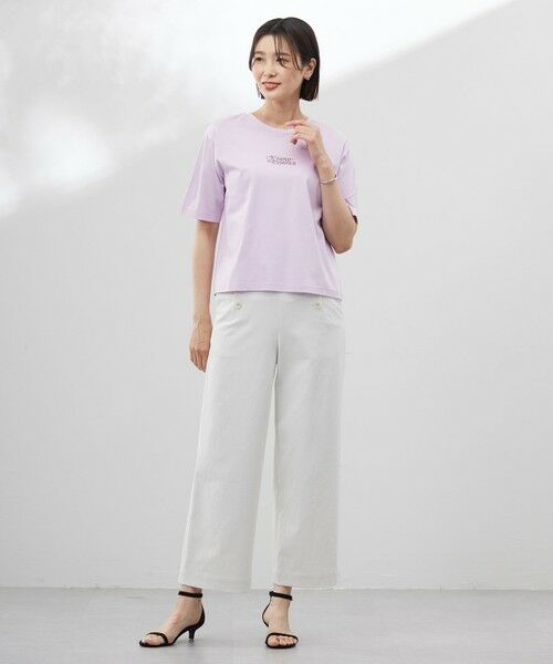 L size ONWARD(大きいサイズ) / エルサイズオンワード その他パンツ | 【洗える・接触冷感・UVケア・吸水速乾・防透け】麻シェルドライ ワイドストレート マリン パンツ | 詳細21