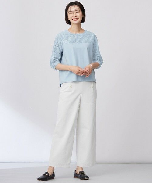 L size ONWARD(大きいサイズ) / エルサイズオンワード その他パンツ | 【洗える・接触冷感・UVケア・吸水速乾・防透け】麻シェルドライ ワイドストレート マリン パンツ | 詳細6